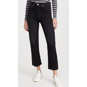 RE/DONE | $265 The 70s Stove Pipe Jeans in Washed Noir, Size 27